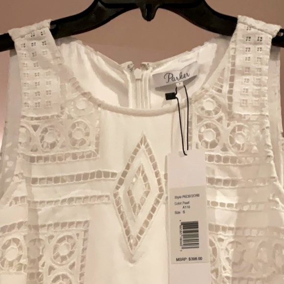 White Parker Briana Overlay Romper sleeveless shorts laser cut pattern 2 - Picture 8 of 12